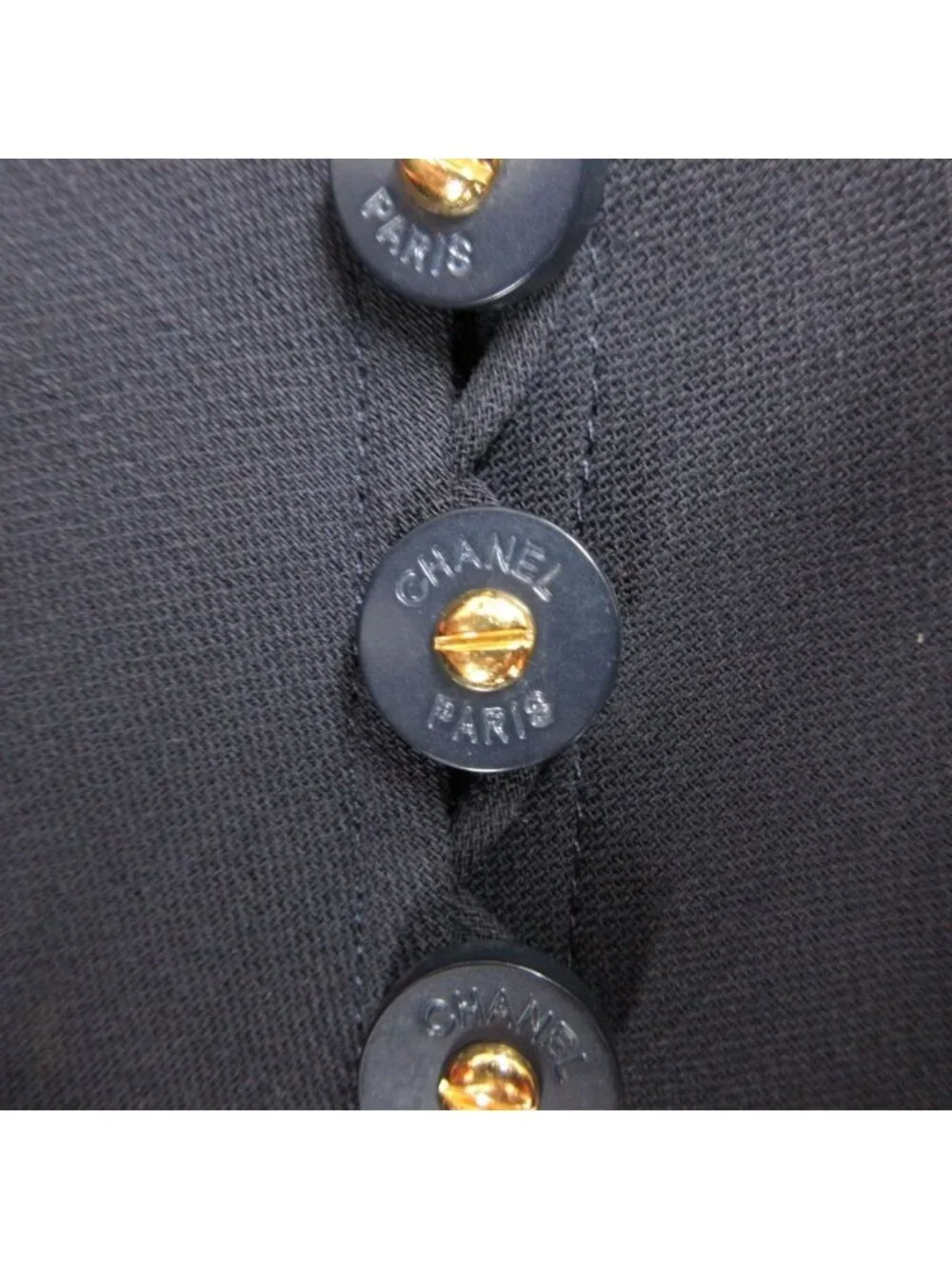 Chanel Tailored Jacket Blazer Various Buttons Vintage Black